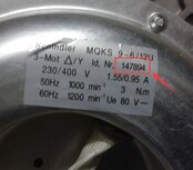 Schindler QKS9 deurmotor, MQKS9-6/12U, 147894 QKS9 Motor 230V/400V