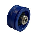 DYNSO Blue-Line deurrol, 47mm, asgat M8, dubbel rillig, toepasbaar op Thyssen ECD schachtdeur