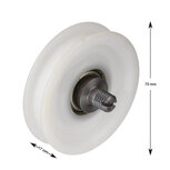Deurrol, 70mm, as M10, vlakke rail, toepasbaar op S7/K7 cabine/schachtdeur 