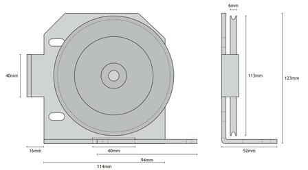 Kone kabelrol 114mm AMD type 2, Links inclusief bracket