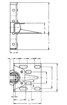 Thyssen Slofvoerhouder staal, type 6073/6 incl. voering, lengte 217mm, tbv 16mm leider. (6073066010)