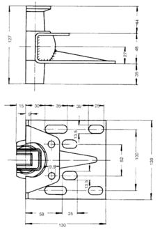 Thyssen slofvoerhouder, inclusief voering en gummibal, t.b.v. 5mm leider, L= 121mm