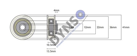DYNSO Thyssen Gegenrolle, M2T S6/D6, 41/36x18mm, Loch M8