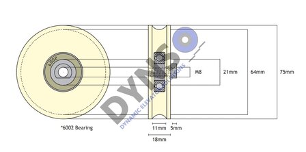 DYNSO Sematic doorroller 74mm, inside M8, C144AATA (new type)