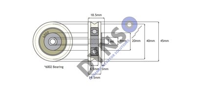 DYNSO Sematic roperoller for counterwight, 45mm, inside M6 (MC144AAX)