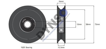DYNSO Thyssen doorroller trapezium rail 70mm with axle M10