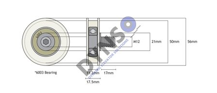 Fermator doorroller 50/11 centric, 56mm, with axle M12 (for rail 11,5mm)