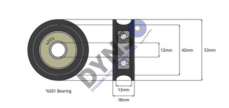 Selcom/Canossa, doorroller 51mm, dikte 17, axlehole 12mm (Canossa, 82004)