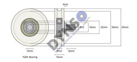 Meiller doorroller 65mm single groove with bolt M10(galvanized)