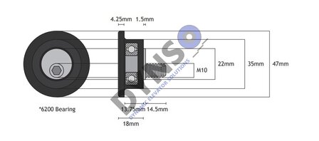 Meiller Back pressure roller with collar and bolt (galvanized) for model 25/26/28/31/32
