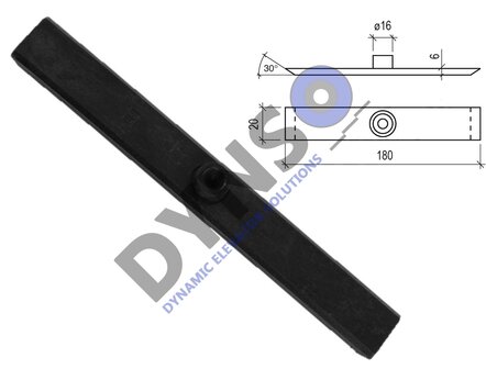 Otis Guide shoe, 180x22x6mm t.b.v 9mm rail  (3 required per guideholder)