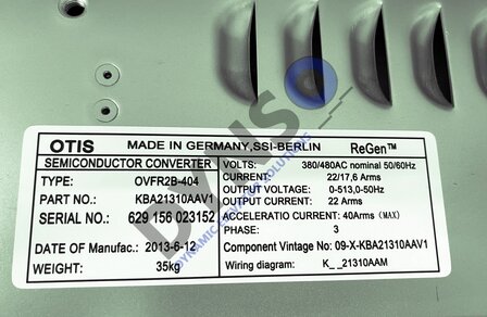 Otis ReGen OVFR2B frequency inverter