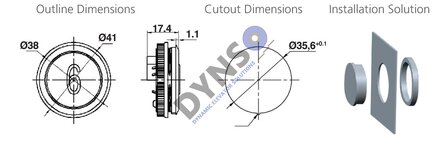 Otis push button round 35.6mm, BST, choose your symbol below