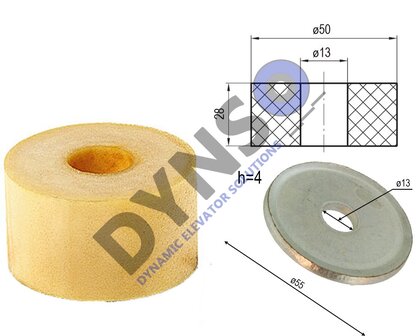 Seilzugd&auml;mpfer inkl. Ring, 50x28mm f&uuml;r M12 Gewindestange