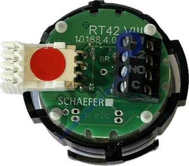 Schaefer push button RT42, red, blank, 34x26mm