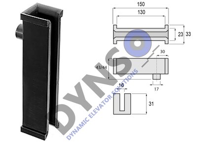 ITV Guide shoe, hard, 150x24x32 for 16mm guide