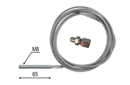 DYNSO Selcom universal cable with M8 threaded end and adjustable end stop, L=3500mm