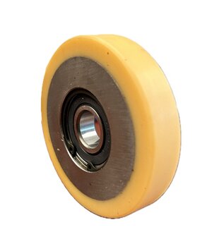 Kooileider rol / kooiloopwiel/ Vulkolan rol &oslash; 120/17 x 30 mm stalen kern 2 lagers