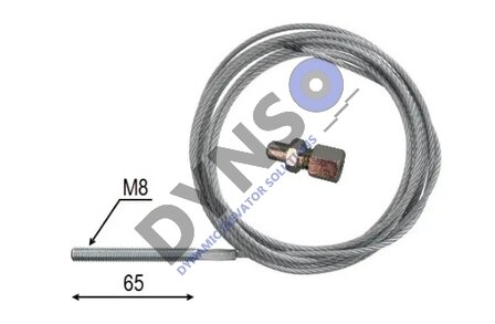 DYNSO Selcom universele kabel met M8 draadeind en verstelbare eindstop, L=3500mm