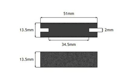 Otis deurgeleiding Europa 50mm(rubber met vilt)