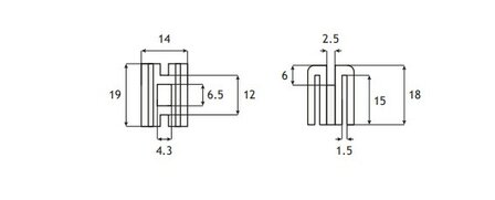 Otis deurgeleiding, Prima/Pax, nylon 18x19x14mm HxBxD