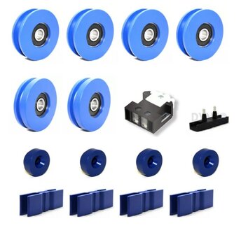 Basis revisieset Starlift schachtdeur, Telescoop, vlakke rail 70mm rol, 2 vleugels