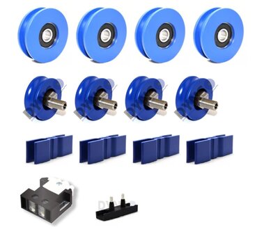 Basis revisieset Starlift kooideur, Centraal open, ronde rail 85mm rol, 2 vleugels