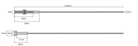 Koppelkabel, 2mm, L=1730, toepasbaar op Schindler Varidor 30, schachtdeur, telescoop, 2 vleugels, dagmaat 1300mm