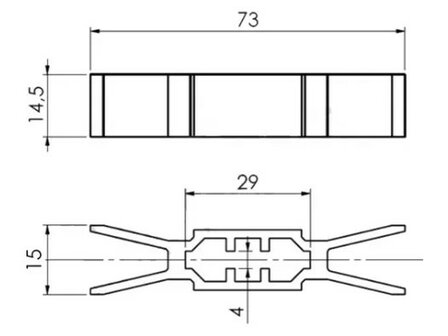 Ondergeleiding, 73x14mm, toepasbaar op QKS6, 8 en 9 cabine/schachtdeur