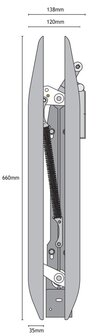 Ontgrendelschaats, 660mm, links, toepasbaar op Schindler QKS9 cabinedeur