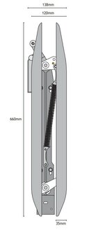 Ontgrendelschaats, 660mm, rechts, toepasbaar op Schindler QKS9 cabinedeur
