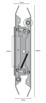 Ontgrendelschaats, 430mm, rechts, toepasbaar op Schindler Varidor 30 cabinedeur