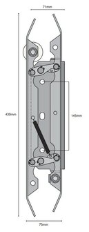 Ontgrendelschaats, 430mm, links, toepasbaar op Schindler Varidor 30 cabinedeur