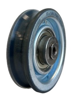 Deurrol, 76mm, asgat M8, ronde rail, incl. montagebout, toepasbaar op Otis Techna cabine/schachtdeur