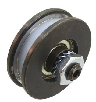 Deurrol, 50mm, excentrische as M10, vlakke rail, incl. moer, toepasbaar op Otis Orly/LM/9665 schachtdeur