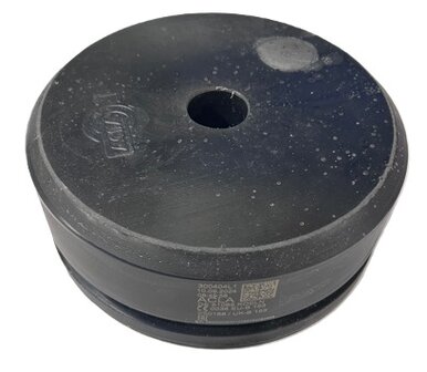 Acla Buffer, 220x80mm, met stalen ronde plaat, voldoet aan norm EN 81-20/50 (lift directive 2014/33/EU)