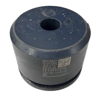 Acla Buffer, 142x101mm, met stalen ronde plaat, voldoet aan norm EN 81-20/50 (lift directive 2014/33/EU)