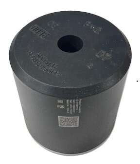 Lift buffer D7, &oslash; 165 x 160 mm, met ronde stalen plaat voldoet aan norm EN 81-20/50 (lift directive 2014/33/EU)