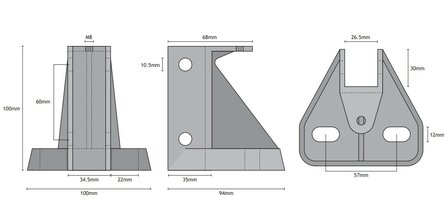 Slofhouder haaks, 100x100x95, WSMK-L10, EKL 5-16mm, Schindler
