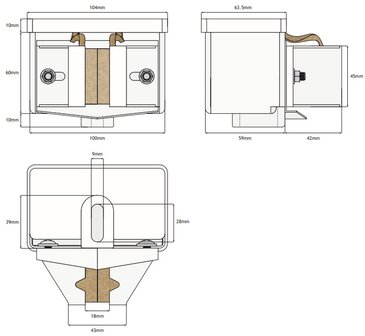Smeerautomaat, 104x70.5x101mm, WSMK-L10, T125/T50, t.b.v. leidermaat 5 t/m 16mm, Schindler 