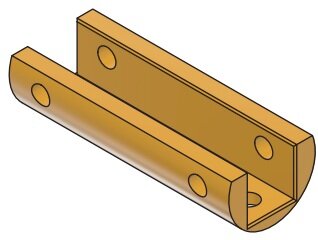 Halfronde demping, 143x55x37, t.b.v. SHS slofvoerhouder