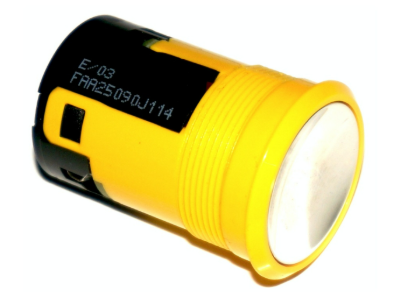 Alarmdrukknop, gele rand, chrome, 24V, dubbel contact, toepasbaar op Otis 2000