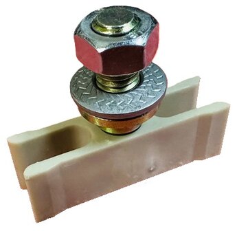 Ondergeleiding, 41x10mm, vlinder incl. M8 bout, toepasbaar op Thyssen S8/K8 cabine/schachtdeur