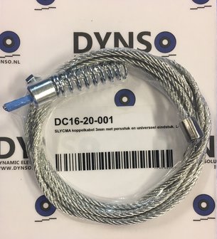 SLYCMA steel couple cable 3mm with press piece and universal end piece. L=1600mm