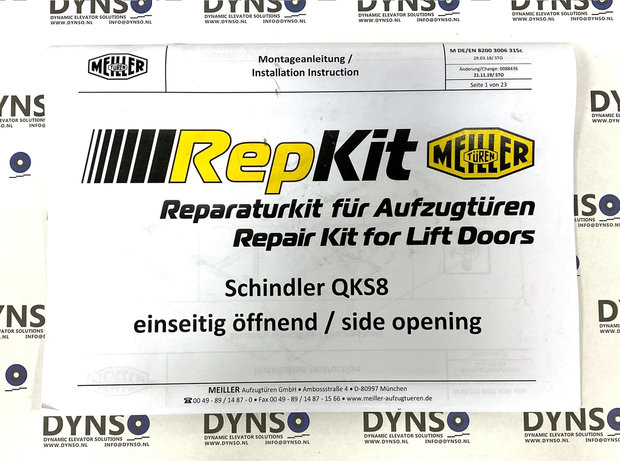 DYNSO/M-Schindler QKS8 kooideur aandrijving ombouwpakket, Centraal openen, inclusief nieuwe ontgrendelschaats