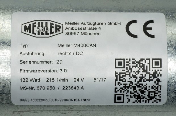 Meiller Türmotor, rechts öffnend, 400kg, CAN, IP54