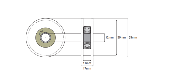 Sematic III doorroller, 55/50/12x17.5mm