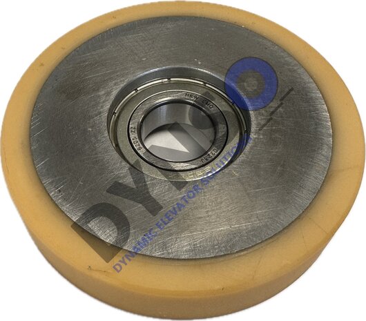 Cage guide roller / cage running wheel / Vulkolan roller 120/25x25 steel core 1 ball bearing