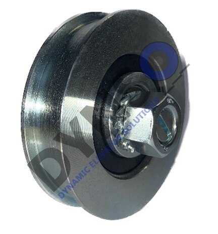 Deurrol, 70mm, vlakke rail, stalen uitvoering, incl. montage-as en vulringen, toepasbaar op Otis New York 7060 schachtdeur