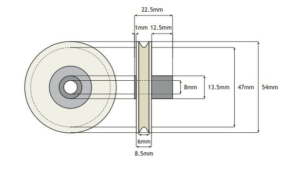 Kabelrol, 54mm, toepasbaar op Otis Prima cabinedeur